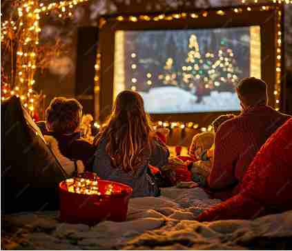 Cozy outdoor movie night At celebrate christmas